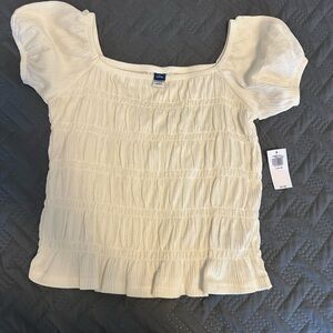 White new Old Navy Smocked Puff Sleeve Top